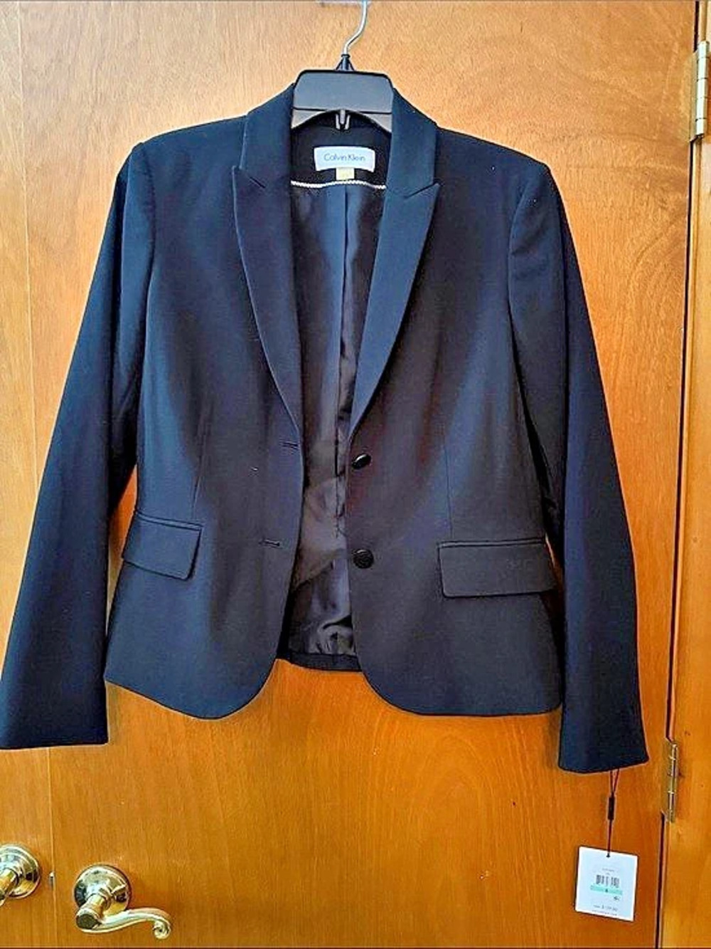 Calvin Klein Two Button Lux Suit Blazer Black Blazer Size 8 NWT